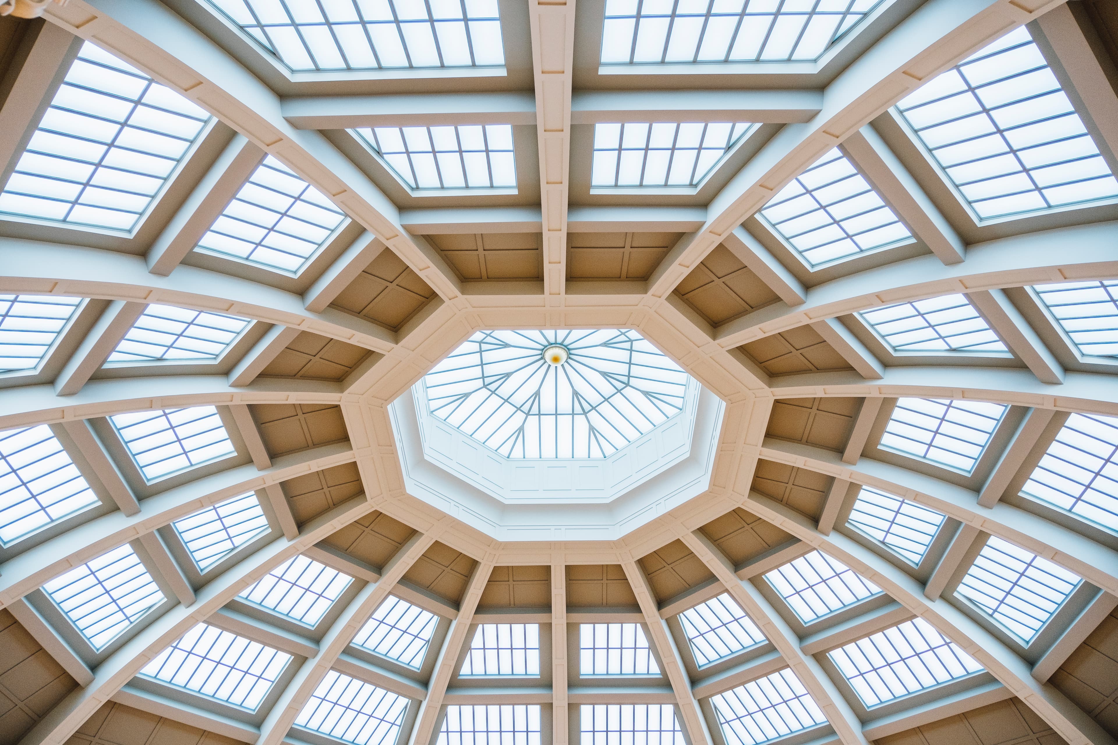 Architectural glass ceiling dome installation