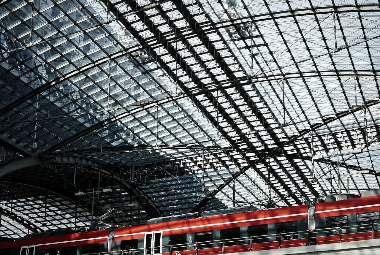 Glass roof skylight flooding an interior with daylight